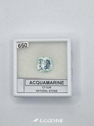acquamarina 9.08ct trasparente quadrato