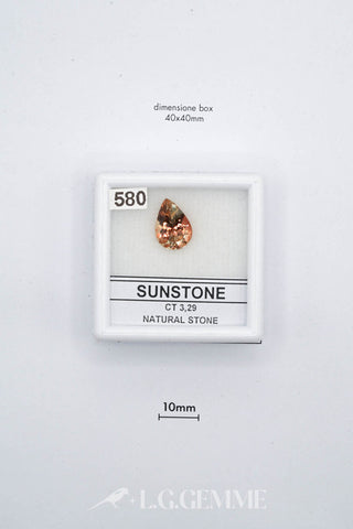 pietra del sole 3.29ct arancione goccia